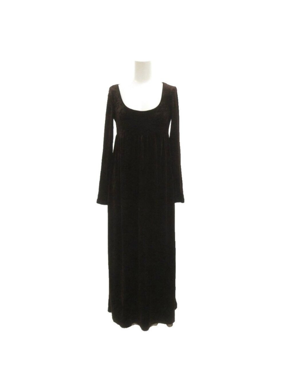 Max Mara Pianoforte Velour Dress Velvet Long Sleeve Maxi Brown 40
